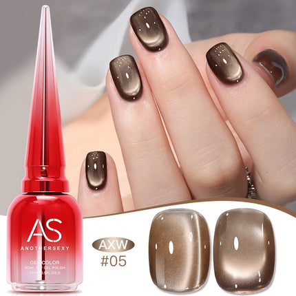 AS 15ml Luxury Coffee Cat Nail Gel Polish Tpo Free Soak Off UV LED Dark Brown Cat Eye Manicure Gel Polish Nail Art Varnish Gel