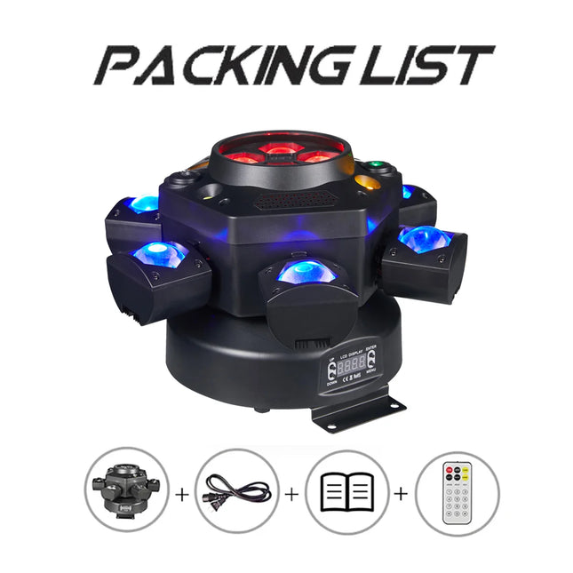 150W Six Arms Moving Head Light Beam Laser Strobe Effect DMX Sound Control DJ Disco Party Wedding KTV Bar Club Stage Light
