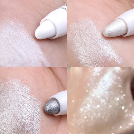 Waterproof Glitter White Eyeshadow Highlighter Pencil Long-lasting Brighten Lying Silkworm Pearlescent Silver Korean Eye Makeup