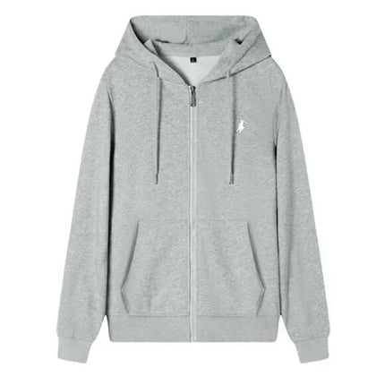 2025 Men's Knit Hoodies New Autumn Winter Casual Zipper Sweatshirts Fashionable Outdoor Jogging Fitness Warm Sportswear