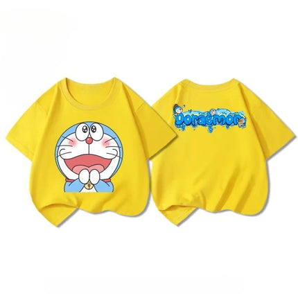Potdemiel Doraemon 100% Cotton Children's T-Shirt, New Summer Style, Comfortable and Breathable Top for Boys and Girls