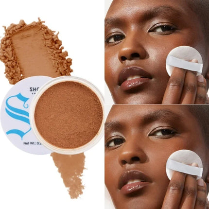 Matte Face Pressed Powder 24 Hours Oil Control Natural Setting Powder Foundation Full Coverage Waterproof Lasting Makeup