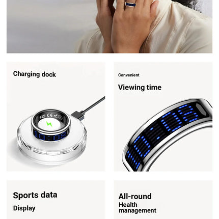 2026 Smart Ring Call ID Reminder Heart Rate Blood Pressure Monitor Men Women Smartring 5ATM Waterproof Health Multi Sports