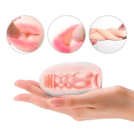 EGG Adult Male Masturbator, Portable Mini Pocket Stroker, Discreet Reusable Silicone Cup for Men