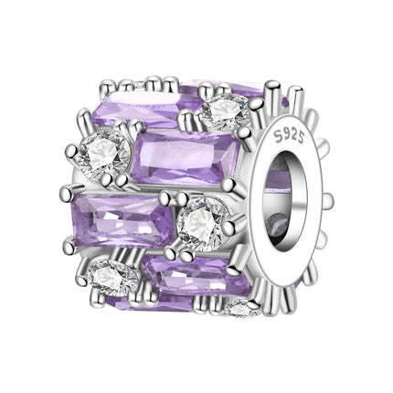Purple Series 925 Sterling Silver Lily of the Valley Rose Mermaid Witch Hat Charm Fit DIY Bracelet Necklace Charming Gifts
