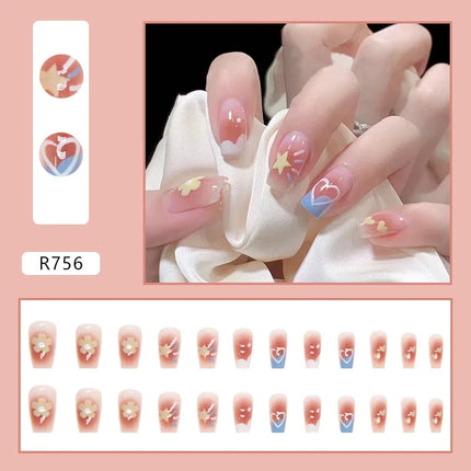 Cool Ash 24 Pcs Press on Nails Pink Nail polish Glossy Artificial Finger Manicure Reusable False Nails for Women