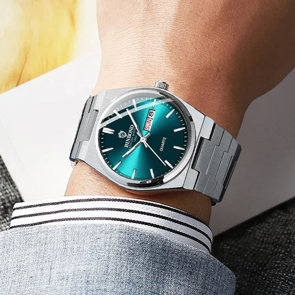 BINBOND  Luxury Men Quartz Watch Waterproof Date Week Luminous Wristwatch Stainless Steel Men's Watches Male Clock Sports Reloj
