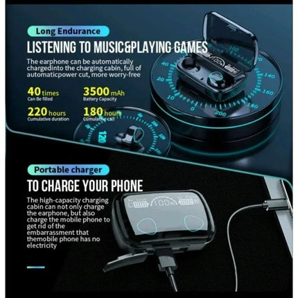 KEBIDUMEI Bluetooth Headphones in-ear Wireless Earphones LED Display Sport Game Headsets Waterproof Noise Reduction Earbud