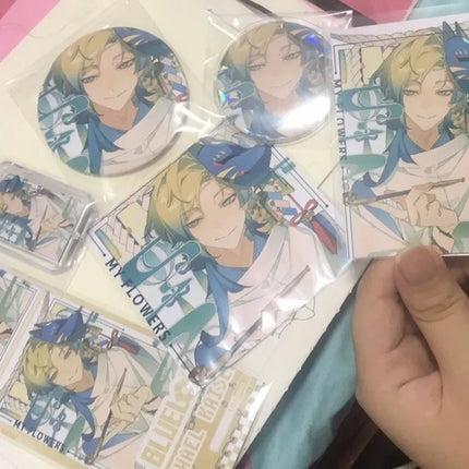 6Pieces Anime Lucky Gift Bag Cartoon Michael Kaiser Collection Bag Keychain Laser badge LOMO Card Postcard Laser Card Toy Gift