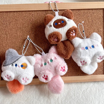 1-4pcs Cute Plush Small Cat Doll Keychain for Couple Soft Cotton Stuffed Animal Keyring Backpack Pendant Decoration Student Gift