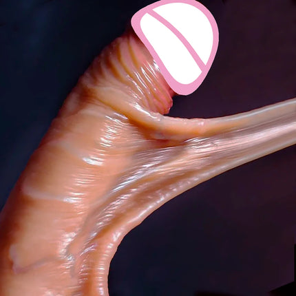 Realistic Dildos Skin Sliding Foreskin Testicles Dildo Penetration Anal Vaginal Stimulation Penis Dick Adult Sex Toys for Woman