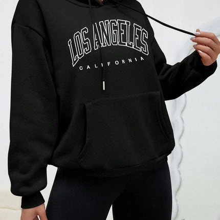 Los Angeles Art Letter Design Women Hoodies American Style Casual Hoody Autumn Hip Hop Female Hoodie Casual Fleece Clothing