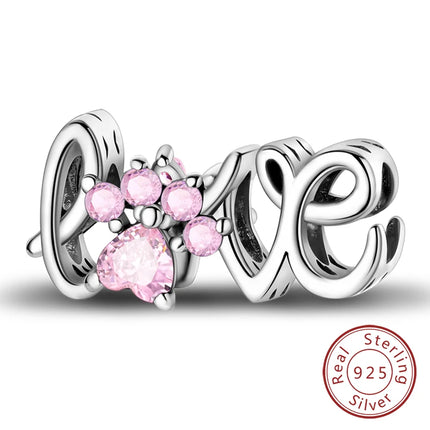 Original 925 Sterling Silver Charm Beads Love Heart Family Charms Pendant Fit Bracelet Charm Women DIY Jewelry Gift