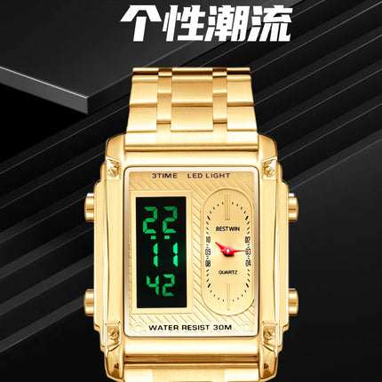 Men Wrist Watches Top Brand Luxury Relogio Masculino Stainless Steel Band Watch For Male Clock Men Dual Display Wrist Watch