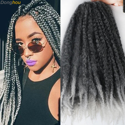 Marley Hair 18 Inch Synthetic Marley Braiding Hair Ombre Black Brown Blonde Grey 350 for Afro Kinky Marley Twist Braiding Hair