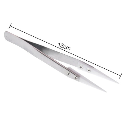 Stainless Steel Ceramic Tip Tweezers Antimagnetic High Temperature Resistant Non-Conductive Precision Tool for Professionals