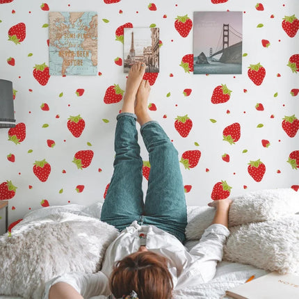 Transparent strawberry wall stickers are removable and cute, suitable for bedrooms, dormitories, dining rooms, kitchens, and bat