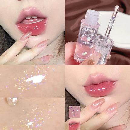 1/3Pcs Transparent Glitter Lip Gloss Set Clear Water Light Lip Glaze Moisturizer Color Changing Lip Oil Jelly Mirror Lipsticks