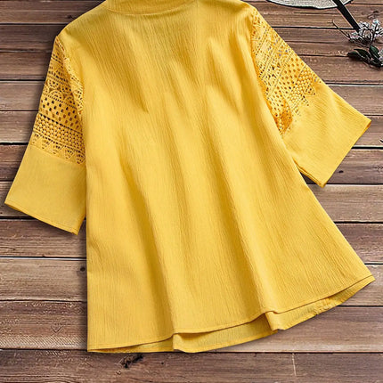 Plus Size Women's New Lace Patchwork Shirt