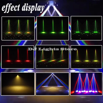 New Rotating Beam Laser Strobe 3 in 1 LED Moving Head Remote Control DMX512 DJ Disco Bar Club Party Wedding Stage Effect Light