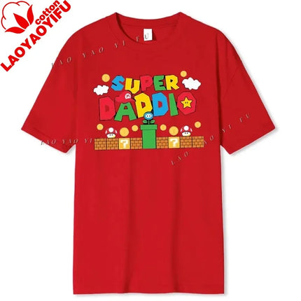 Super Daddio Funny Gamer Dad Father's Day Gift Tshirt 100% Cotton New Fashion Short Sleeve Vintage Classic Streetwear Tee Tops