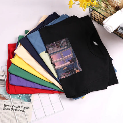 Let'S Fly Love Balloons Prints Womens T-Shirt Soft Breathable Short Sleeve Street Hip Hop Trend Tops Casual Female Tee Clothing