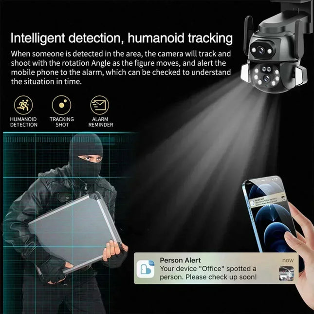 4K 8MP WIFI Camera TUYA APP Dual Screen Binocular Camera AI Humanoid Automatic Tracking CCTV Alexa Security Intelligent IP66 Monitoring