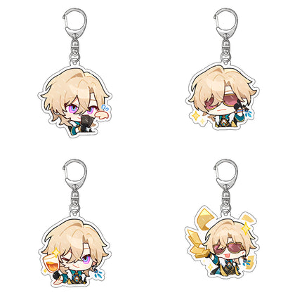 Honkai: Star Rail Anime Figure Acrylic Keychain Dan Heng Feixiao Firefly Model Plate 4pc/set Keyring Game Fans Gift