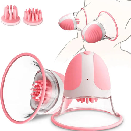 Female Breast Vibrator Rotating Vacuum Pump Nipple Stimulator with Suction Cup Big Head AV Breast Massager Female Masturbator