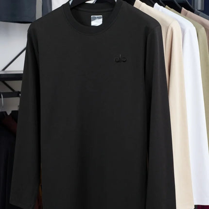 High Quality Hot Selling Brand Spring and Autumn New Exquisite Round Neck T-Shirt Trendy Men's Classic Letter Badge Long Sleeved