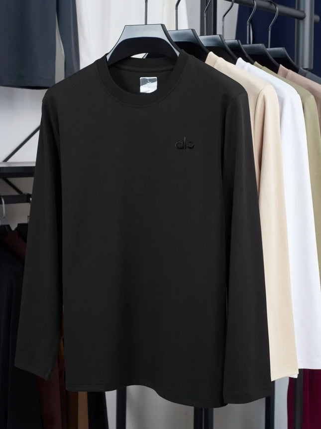 High Quality Hot Selling Brand Spring and Autumn New Exquisite Round Neck T-Shirt Trendy Men's Classic Letter Badge Long Sleeved