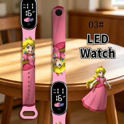 Kids Digital Watch Cartoon Silicone Strap Wristwatch for Boys Girls Children Mario Waterproof LED Sport Watch Gift