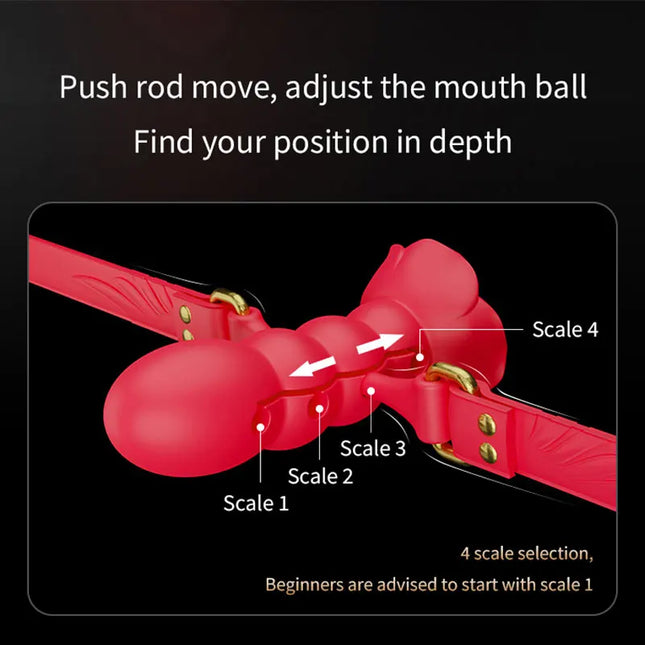 Bondage Adjusting Deep Throat Mouth Plug Leather Mouth Balls BDSM Mouth Gag Sex Toys Flirt Sex Tools Simulation Dildo For Female
