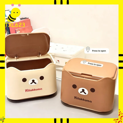 Cartoon Rilakkuma Storage Basket Garbage Desktop Storage Box Desktop Organizing Box Desktop Cartoon Organizing Box Cute Gifts