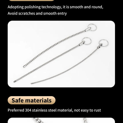 Stainless Steel Urethral Sound Dilators Penis Plug Insert Stimulation Catheter Beads Male Masturbator Horse Eye Sticks BDSM