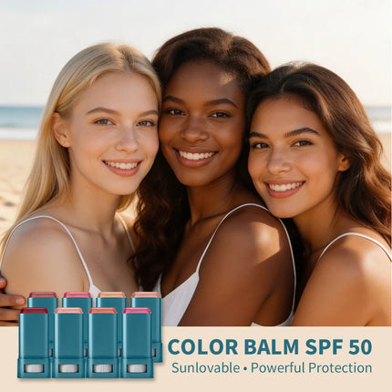 SPF 50 Sun Color Blush Balm Lip & Cheek Tint Hydrating Water Resistant Long Lasting Buildable Blush Natural Makeup