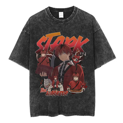 Anime Frieren: Beyond Journey's End Graphic Washed Vintage T-shirt Men's Women Fashion Short Sleeve Cotton Casual Loose T Shirts