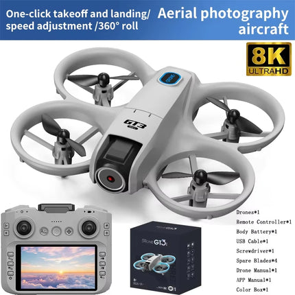 GT3 Max Drone 8K HD Three Camera GPS Brushless Optical Flow Obstacle Avoidance 4.3-inch large screen UAV RC 18000M 2026 NEW