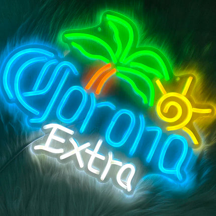 Palm Tree Corona Extra Beer Neon Sign for Home Bar Man Cave Pub Store Party Club Bistro Light Up Bar Neon Signs for Wall Decor
