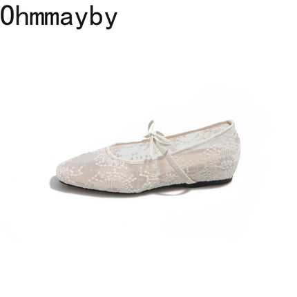 2026 Spring Lace Women Mary Jane Shoes Fashion Slip On Comfort Street Style Soft Sole Female Internal Elevation Dress Shoes