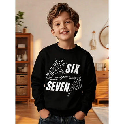 6 7 Meme Kids Sweatshirts Funny Digital Graphic Hoodie Casual Long Sleeve Top Loose Comfortable Streetwear Fashion Boys Clothes