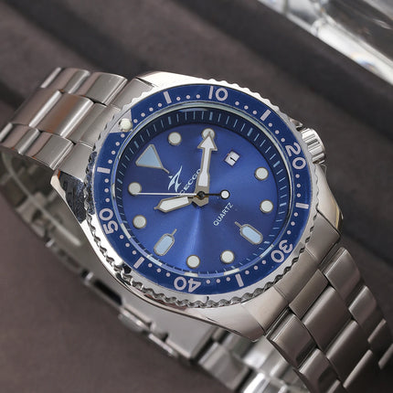 Men's Quartz Sports Watch - Stainless Steel Strap with Date Display for Casual Daily Wear, Fashionable Business Elegant Design