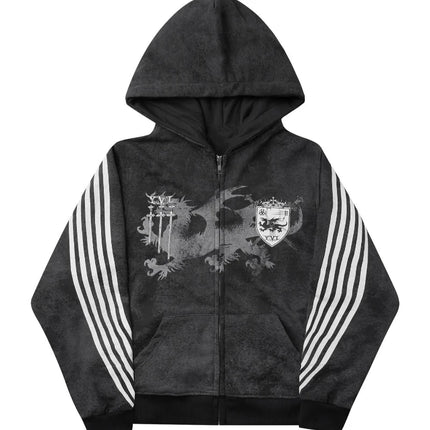 Cross border long sleeved hooded sweatshirt with printed pattern, sweatshirt and pants set for street fashion