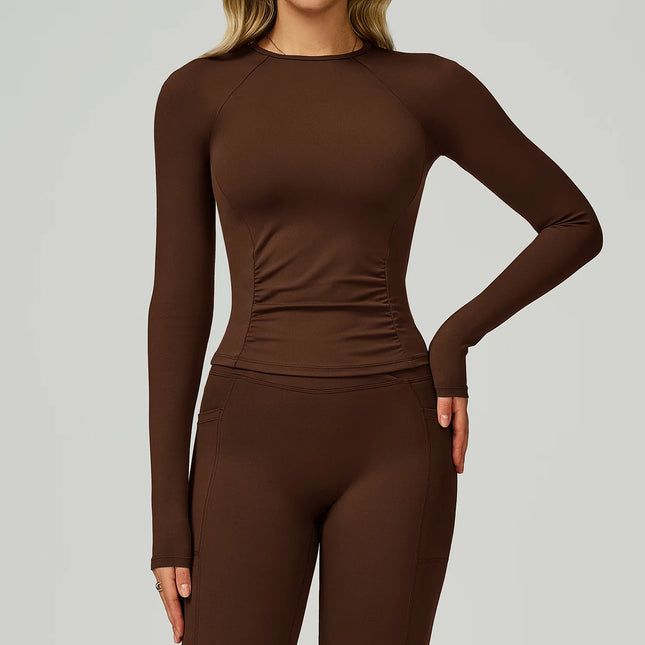 Female Yoga T-Shirt Fitness Long Sleeve Running Push Up Gym Shirts Women Workout Sports Top Breathable High Elastic Yoga T-Shirt