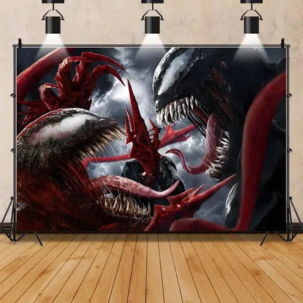 Venom Themed Photography Background Banner Carnage Dark City Backdrop Marvel Superhero Boy Birthday Party Decoration Photo Props