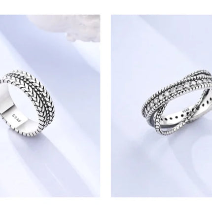 Shine Zircon Ring 925 Silver Original Stone Multi Layer Simple Infinitely Wide Rings For Women FineJewelry Wedding Party Gift