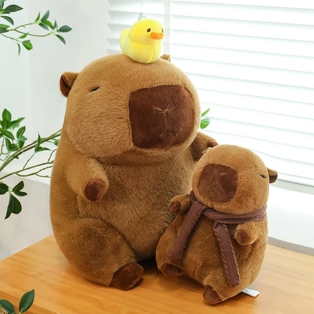 Capybara Plush Toy Set Mommy with 4 Little Capybaras Capybara Plushie Dolls Stuffed Animal Pillow Turtle Backpack Car Decor