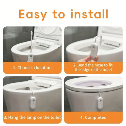 1-Pack Toilet Night Lights with Motion Sensor - 8 Color Changing LED Bathroom Light, IP65 Auto On/Off for Toilet Seat - 500mAh R