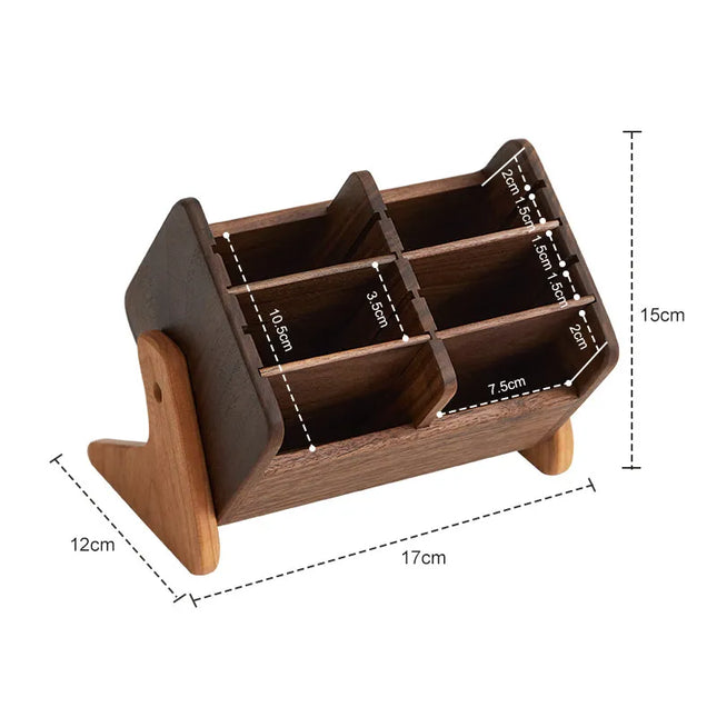 Walnut Cosmetic Organiser Desk-top Vanity Unit Lipstick & Eyeshadow Organiser Makeup Brush Holder Large Capacity Storage Rack