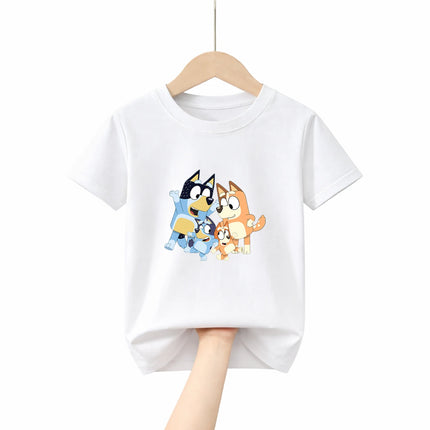 Soft Cotton Childrens T Shirt Bluey Theme 2026 New Breathable Loose Fit Tee for Boys Girls Holiday Gift